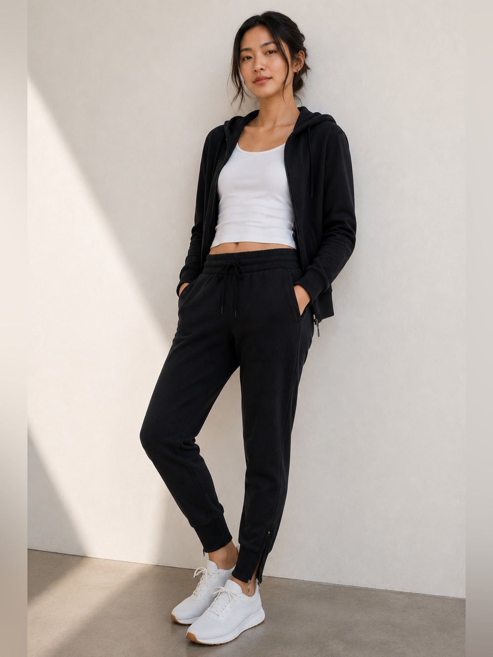 Lululemon Black Jogger Sweatpants Zip Ankle Drawstring Lounge Pants